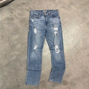 Levi's Light Blue Distressed Straight Leg Jeans